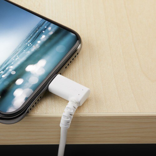 Cable - White Angled Lightning to USB 1m
