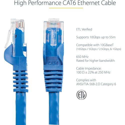 100ft Blue Snagless Cat6 UTP Patch Cable