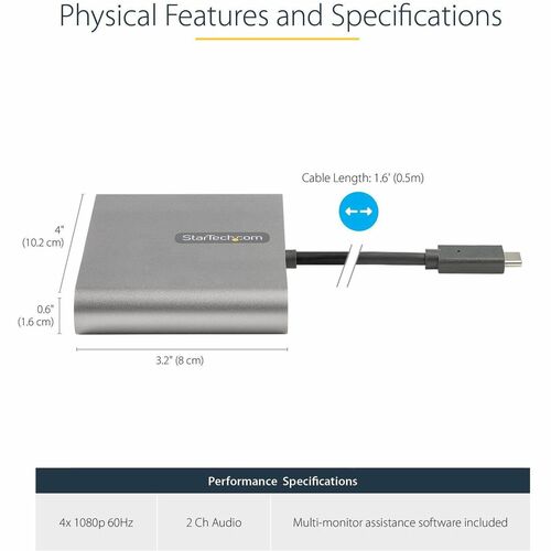 USB C to 4 HDMI Adapter - External Card