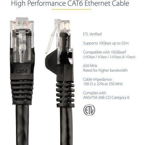 100ft Black Snagless Cat6 Patch Cable