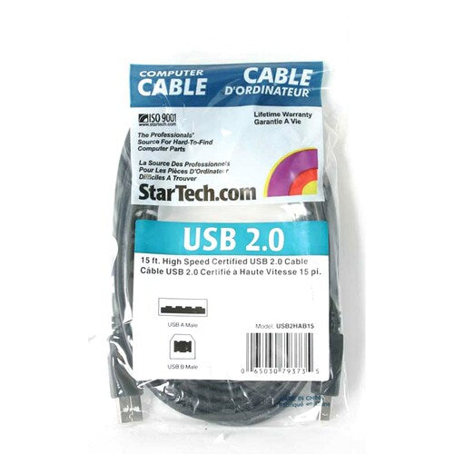 15 ft USB 2.0 A to B Cable - M/M