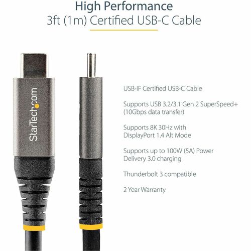 3ft USB C Cable 10Gbps USB-IF Certified