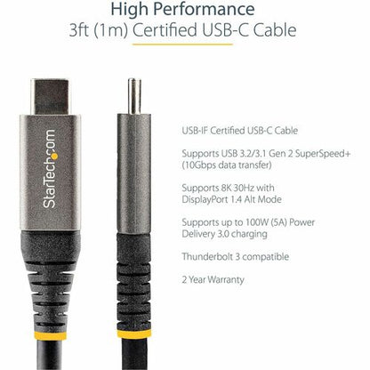 3ft USB C Cable 10Gbps USB-IF Certified