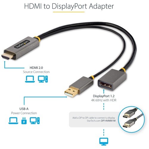 HDMI to DisplayPort Adapter HDMI 4K60Hz
