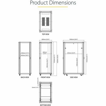 32U Server Rack Cabinet Adjustable Depth