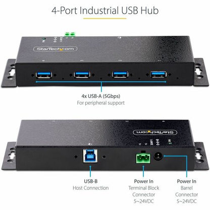 4-Port Industrial USB 3.0 Hub Metal