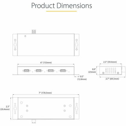 4-Port Industrial USB 3.0 Hub Metal