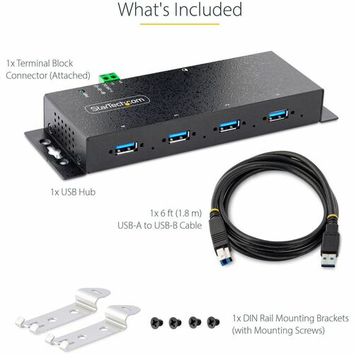 4-Port Industrial USB 3.0 Hub Metal