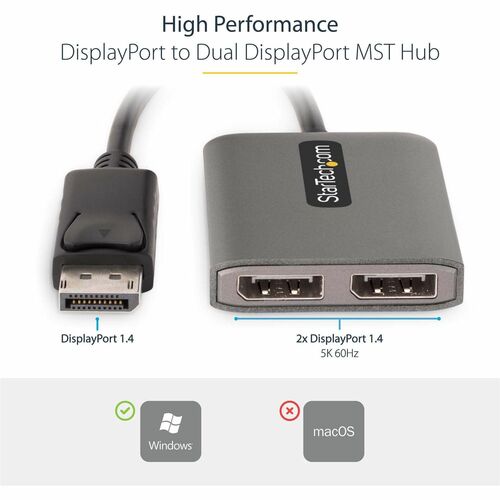 2-PORT DISPLAYPORT MST HUB DUAL 4K 60HZ