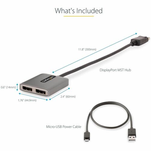 2-PORT DISPLAYPORT MST HUB DUAL 4K 60HZ