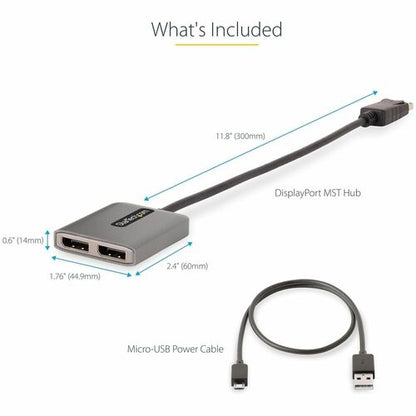 2-PORT DISPLAYPORT MST HUB DUAL 4K 60HZ
