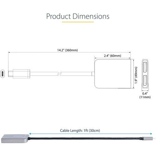 2-Port USB-C to DisplayPort MST Hub 4K