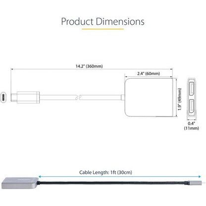 2-Port USB-C to DisplayPort MST Hub 4K