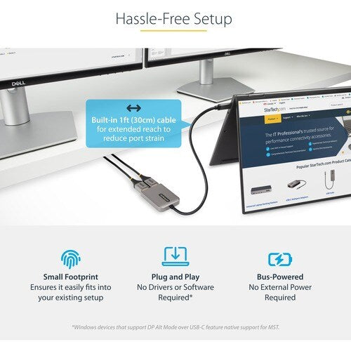 2-Port USB-C to DisplayPort MST Hub 4K