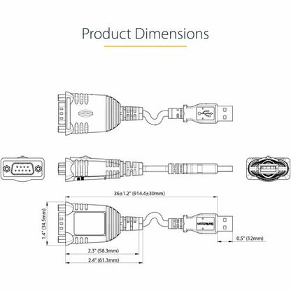 3ft USB to Serial Cable/RS232 Adapter