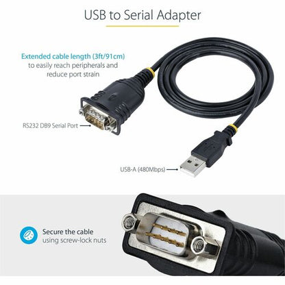 3ft USB to Serial Cable/RS232 Adapter