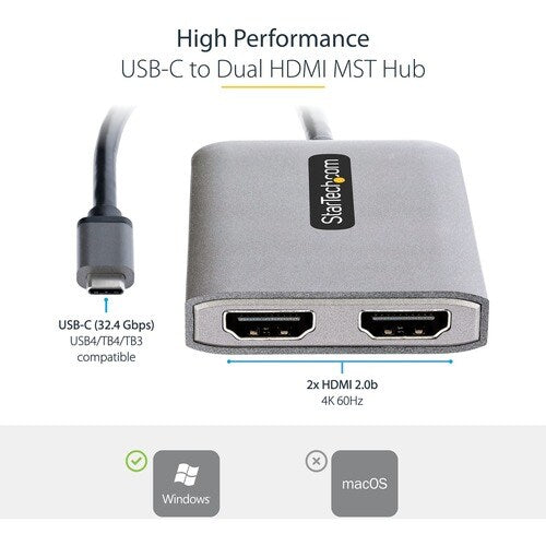 USB-C to Dual HDMI MST HUB 4K 60Hz