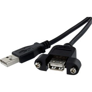 3 ft Panel Mount USB Cable A to A - F/M