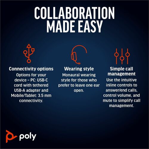 Poly BW 5220 USB-C HS +3.5mmP +USB-C/A