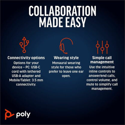Poly BW 5220 USB-C HS +3.5mmP +USB-C/A