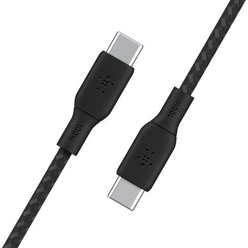 100w USB-C to USB-C Braided Cable 3M Bla
