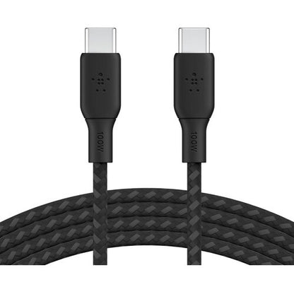 100w USB-C to USB-C Braided Cable 3M Bla