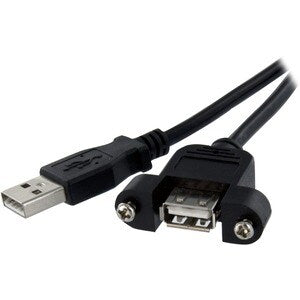1 ft Panel Mount USB Cable A to A - F/M