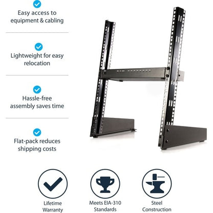 12U 19in Desktop Open Frame 2 Post Rack