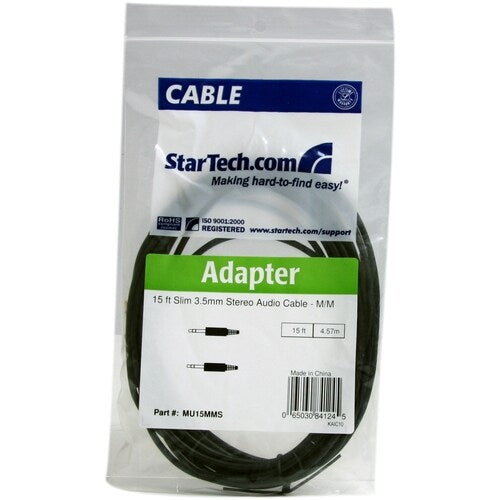 15 ft Slim 3.5mm Stereo Audio Cable M/M