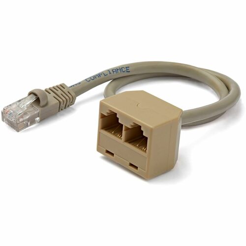 2-to-1 RJ45 Splitter Cable Adapter - F/M