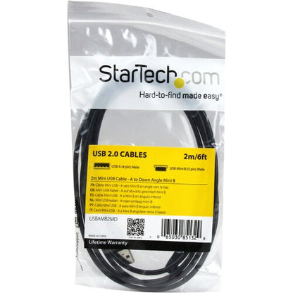 2m USB to Down Angle Mini USB Cable