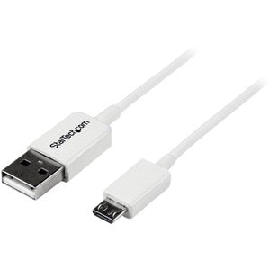 2m White Micro USB Cable - A to Micro B