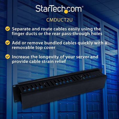 2U Finger Duct Cable Manager w/ Cover