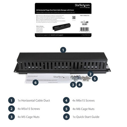 2U Finger Duct Cable Manager w/ Cover
