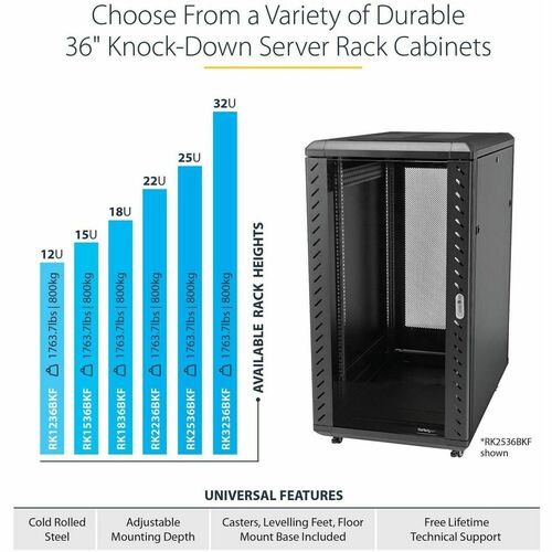22U 36IN KNOCK-DOWN SERVER RACK CABINET