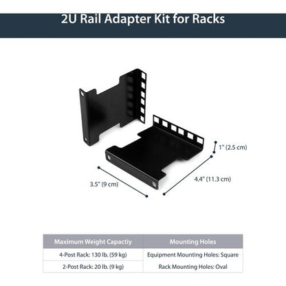 RAIL DEPTH ADAPTER FOR RACKS - 4 IN - 2U