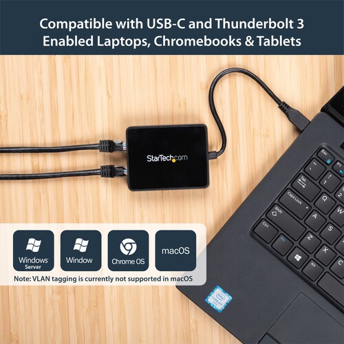 DUAL USB-C TO GBE ADAPTER W/ USB PORT