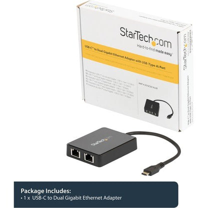 DUAL USB-C TO GBE ADAPTER W/ USB PORT