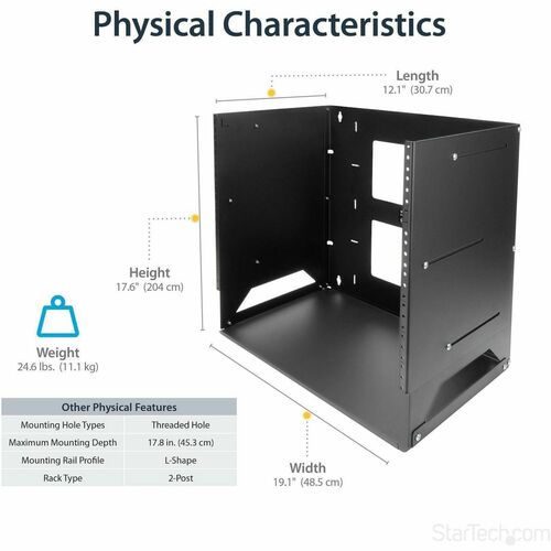 8U WALL-MOUNT SERVER RACK WITH SHELF