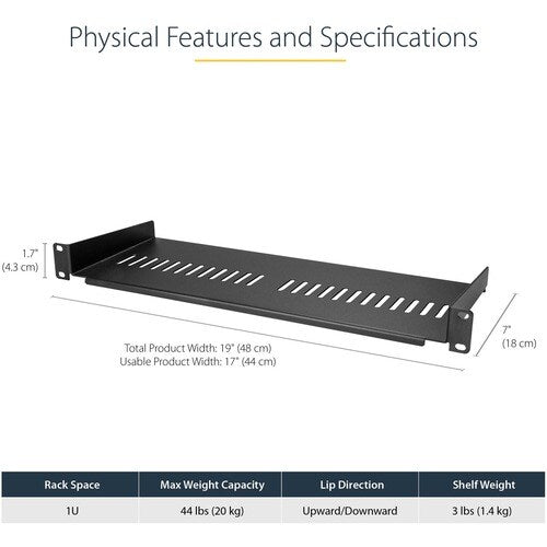 Vented 1U Rack Shelf - 7in Deep