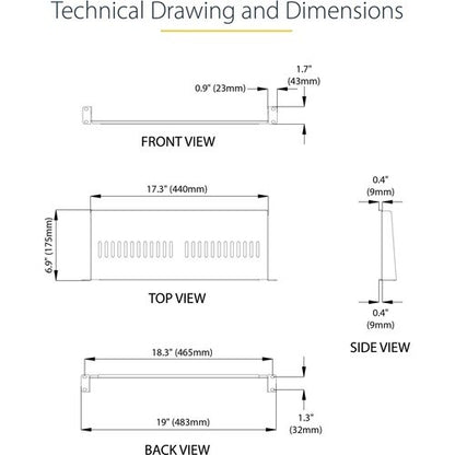 Vented 1U Rack Shelf - 7in Deep