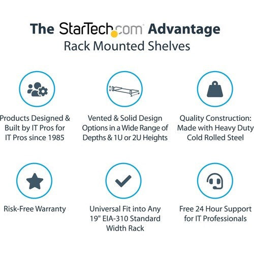 Vented 1U Rack Shelf - 7in Deep