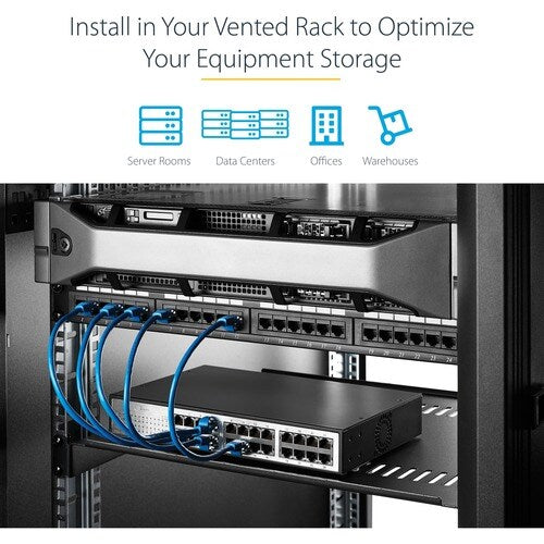 Vented 1U Rack Shelf - 7in Deep