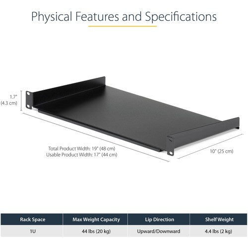 1U Rack Shelf - 10in Deep