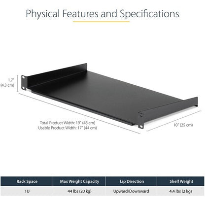 1U Rack Shelf - 10in Deep