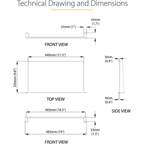 1U Rack Shelf - 10in Deep
