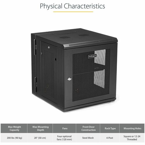 12U Wall Mount Rack Cabinet with Hinge