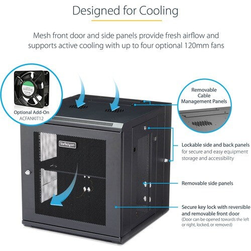 12U Wall Mount Rack Cabinet with Hinge