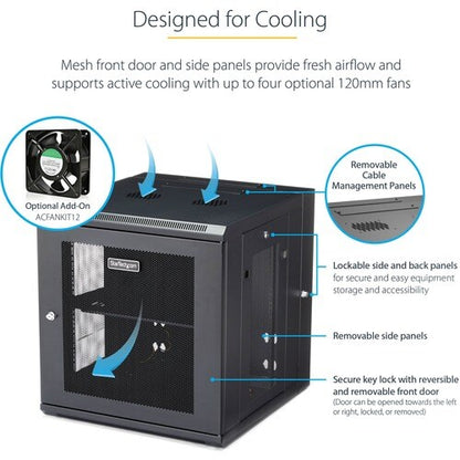 12U Wall Mount Rack Cabinet with Hinge