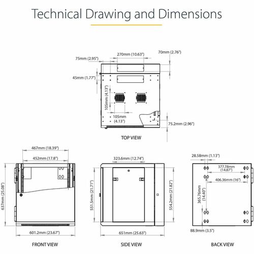 12U Wall Mount Rack Cabinet with Hinge